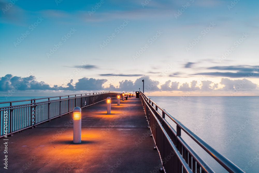 pier in the morning sunny isles beach sky lights sunrise Florida 