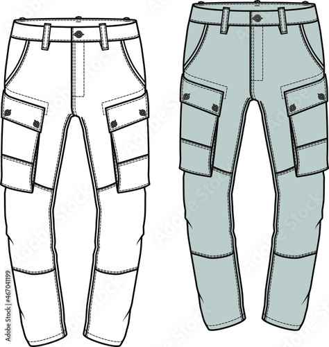PANTS flat sketch template, Mens trousers design. Men's clothing, Pants vector, Casual wear                                 Men's PANTS vector illustration, Pants flat sketch, menswear fashion.