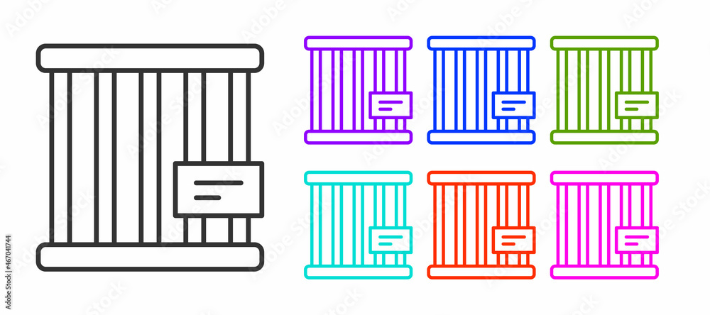 Black line Animal cage icon isolated on white background. Set icons colorful. Vector Black line Animal cage icon isolated on white background. Set icons colorful. Vector