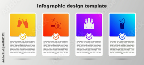 Set Glass of beer, Beer brewing process, Pack bottles and . Business infographic template. Vector