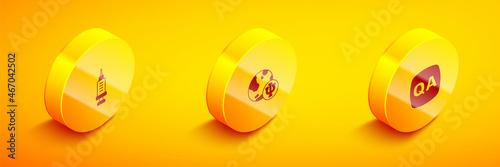 Set Isometric Addiction to the drug, Psychology, Psi and Question and Answer icon. Vector