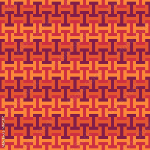 Seamless pattern. Ethnic backdrop. Mosaic tiles. Folk wallpaper. Tribal ornament. Geometric image. Ethnical motif. Sayagata vector. Surface texture. Textile print. Abstract background