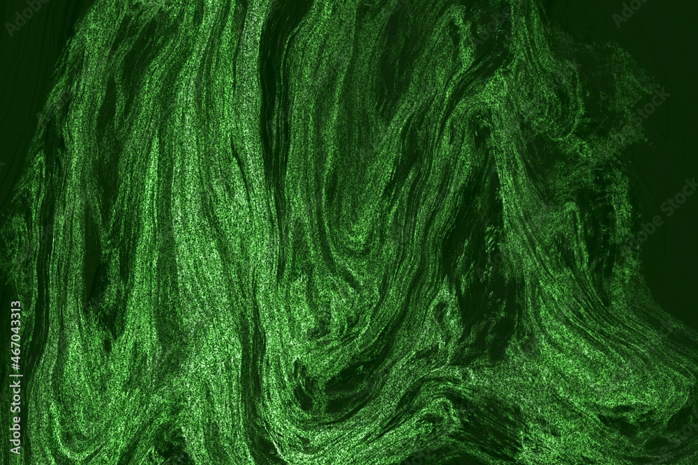 Obraz premium abstract green background with lines and sparkles, fluid art, green simple Christmas wallpaper, paint on liquid surface 
