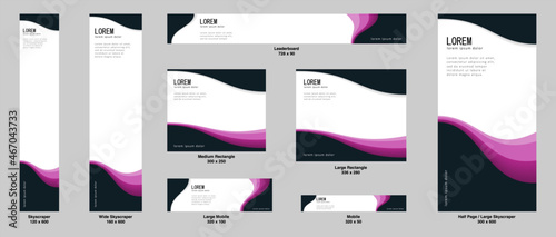 Set of web banners with standart size. vertical, horizontal and square template. vector illustration photo