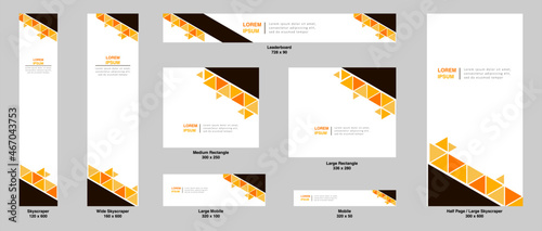 Set of web banners with standart size. vertical, horizontal and square template. vector illustration