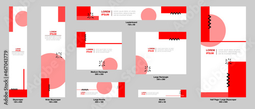 Set of web banners with standart size. vertical, horizontal and square template. vector illustration