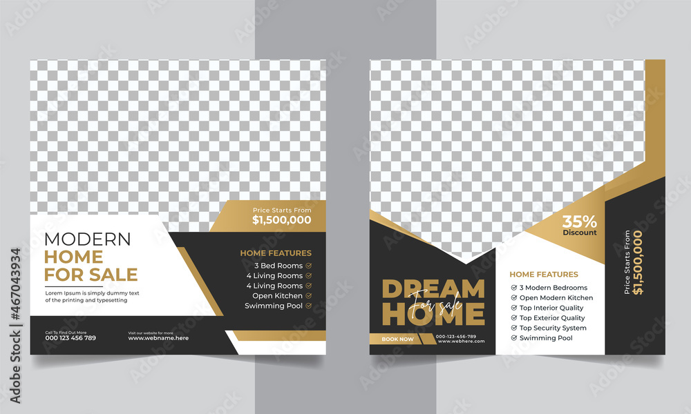 Real estate house sale social media post instagram banner and square flyer template  - obrazy, fototapety, plakaty 
