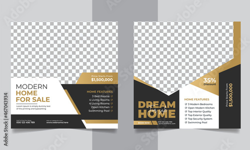 Real estate house sale social media post instagram banner and square flyer template 