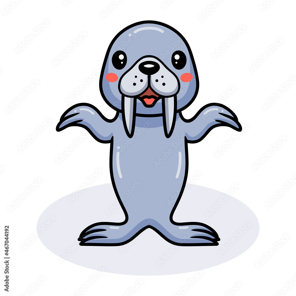 Cute little walrus cartoon standing Cute little walrus cartoon standing