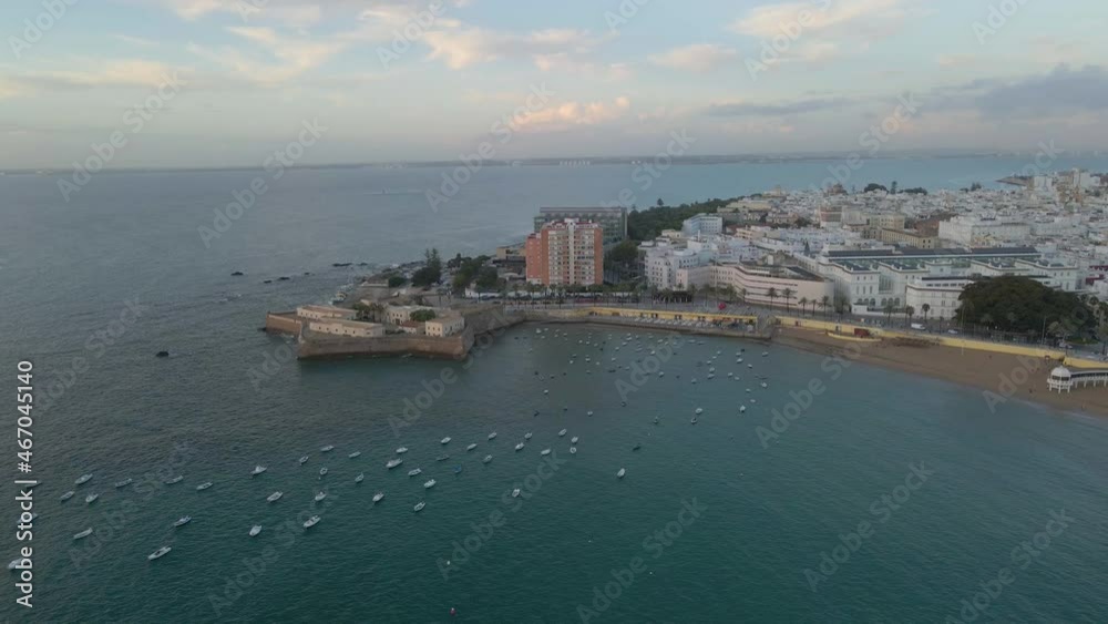 Shore of Atlantic ocean in Cadiz, Spain, blue water, ships, city, 4k Shore of Atlantic ocean in Cadiz, Spain, blue water, ships, city, 4k