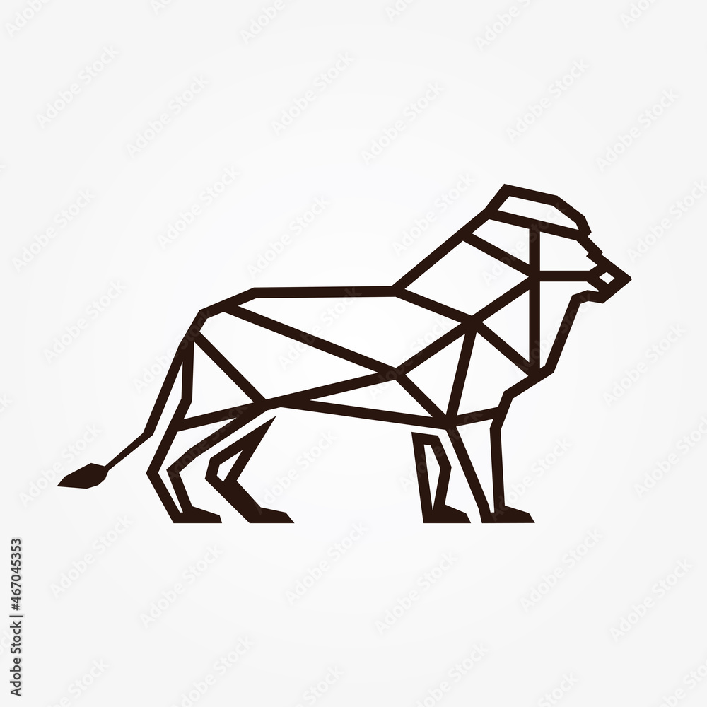 Lion Mosaic Logo. Lion animal line Art Design Concept Lion Mosaic Logo. Lion animal line Art Design Concept