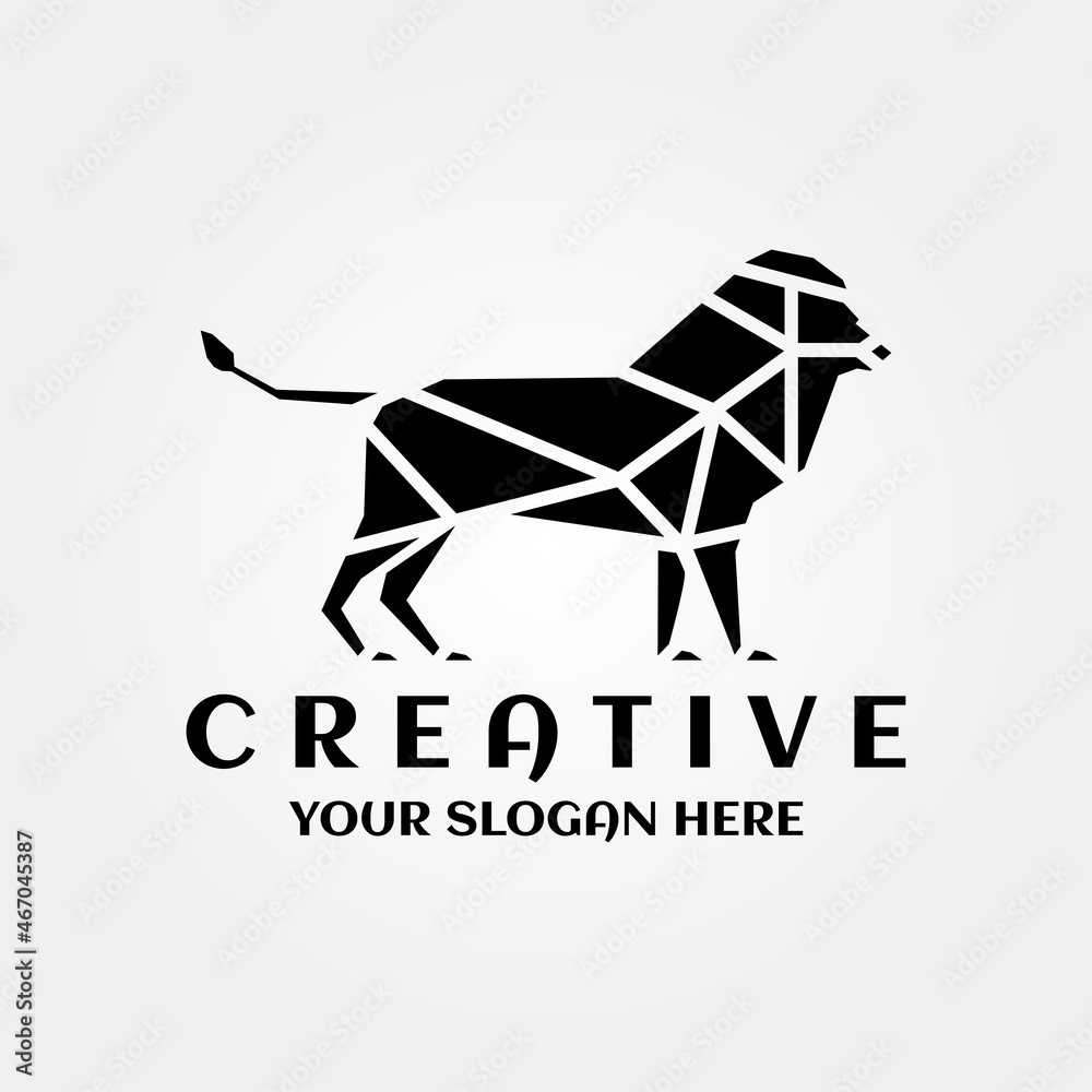 Lion Mosaic Logo. Lion Animal Line Art Concept Lion Mosaic Logo. Lion Animal Line Art Concept
