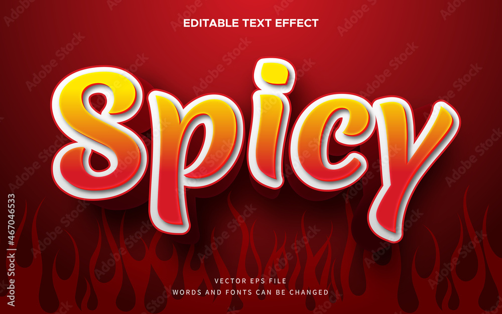 Editable 3d spicy text effect. Fancy font style perfect for logotype, title and heading.