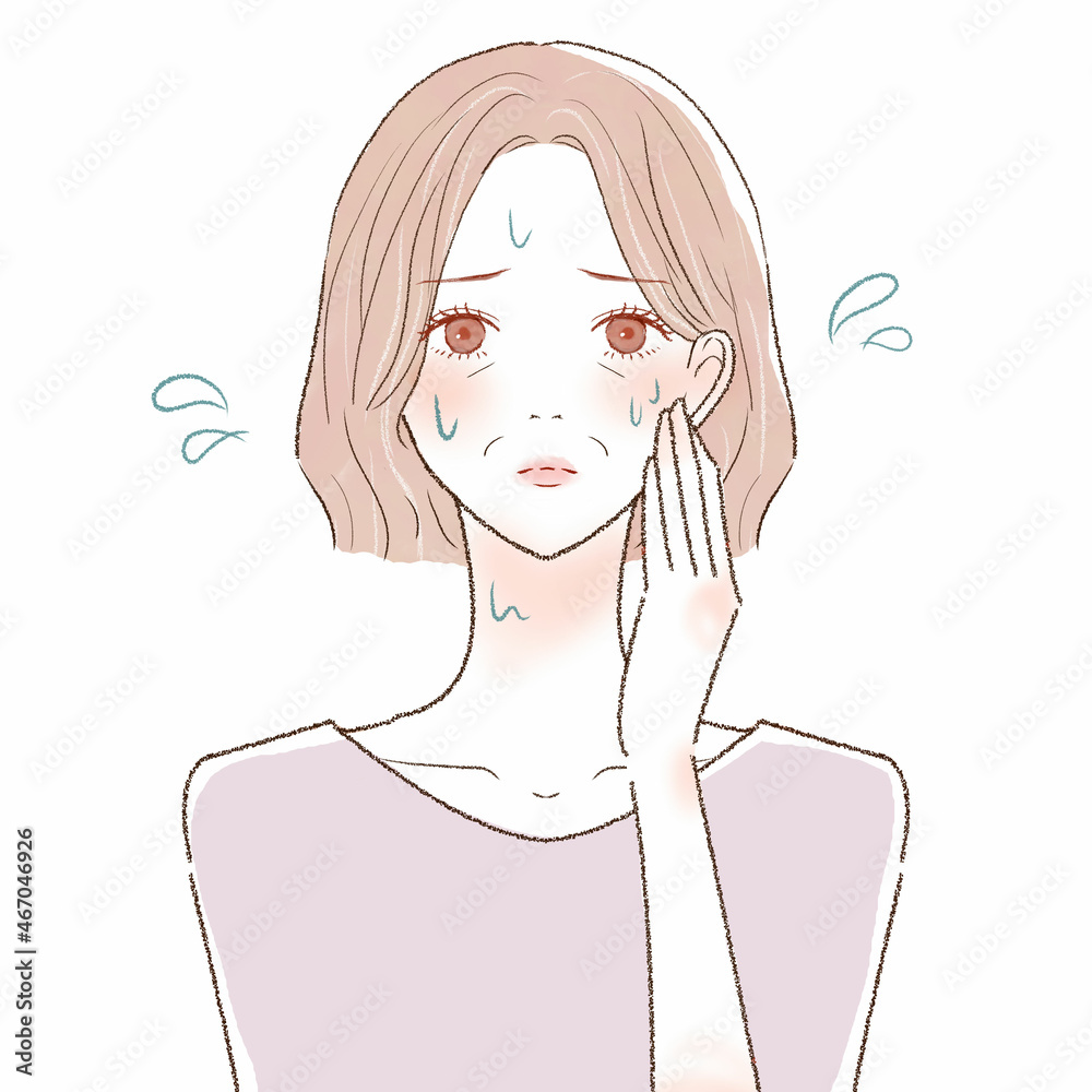 多汗症に悩む中年女性 多汗症に悩む中年女性