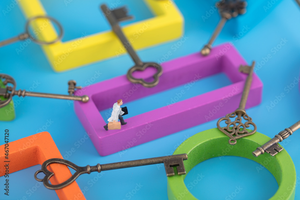 Miniature creative confused people running for life Miniature creative confused people running for life