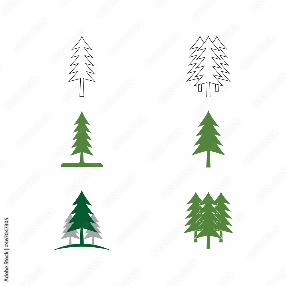 pine evergreen fir hemlock spruce conifer cedar Christmas tree Logo design vector