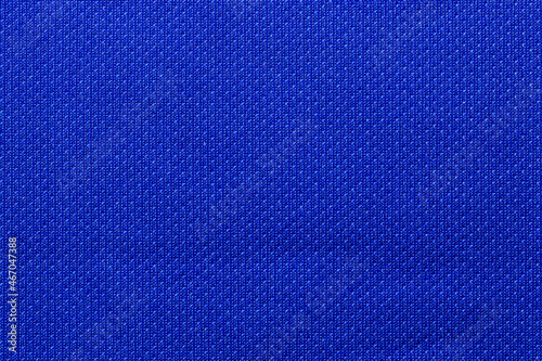 Dark blue color sports clothing fabric football shirt jersey texture and textile background.