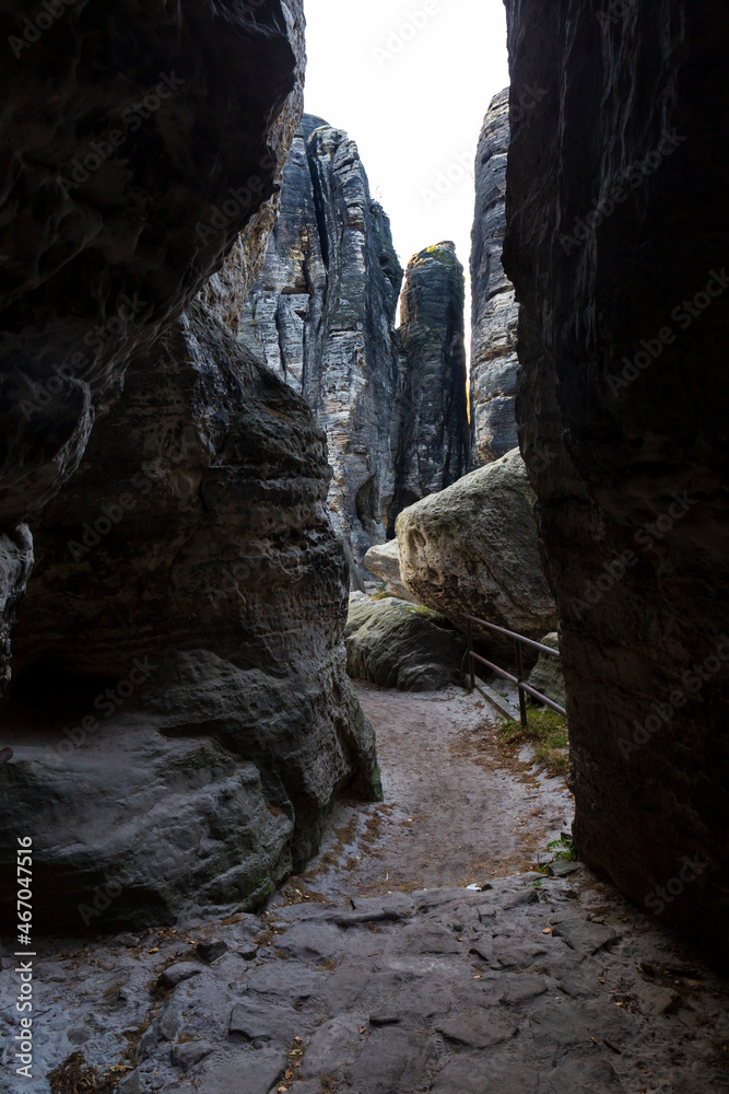 Fototapeta premium Beautiful autumn Nature and Landscape in the sandstone Mountains in the north Bohemia, Elbe sandstone, protected Landscape Area, Czech Republic