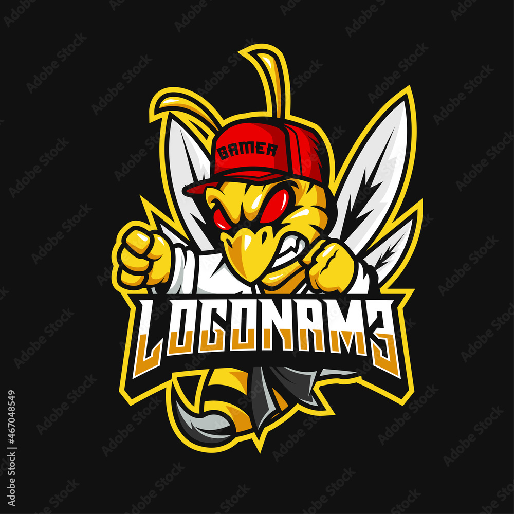 karate bee mascot logo illustration
