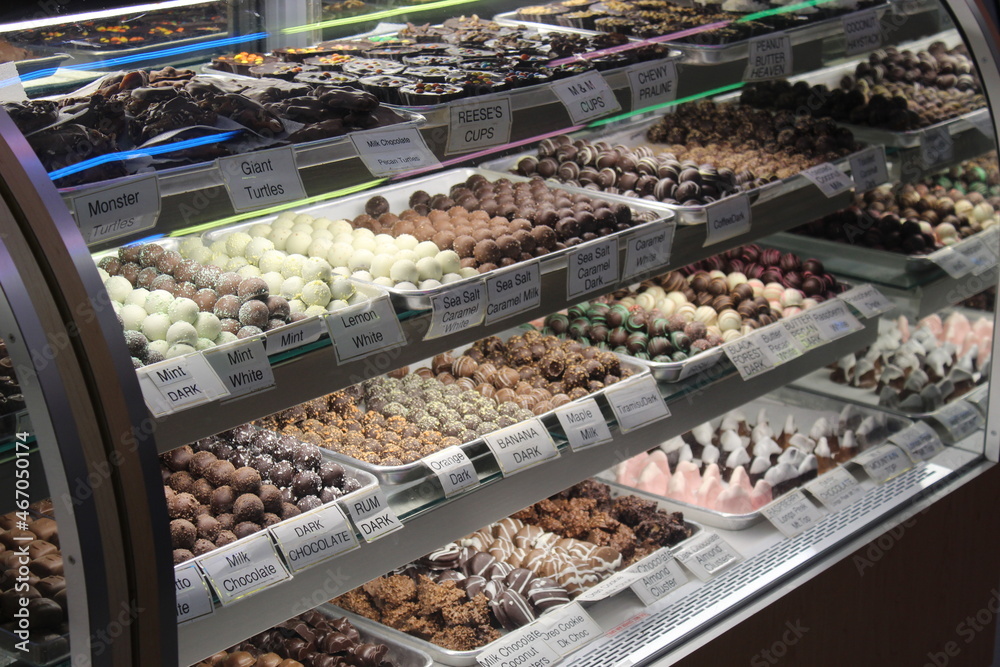 Large selection of candy in candy shop