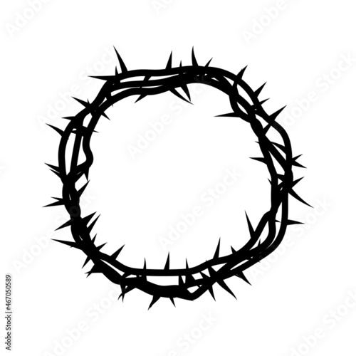 Crown of thorns in vintage style. The sign of the torment of Christ. The crown of Jesus. Vector illustration. Stock image. photo