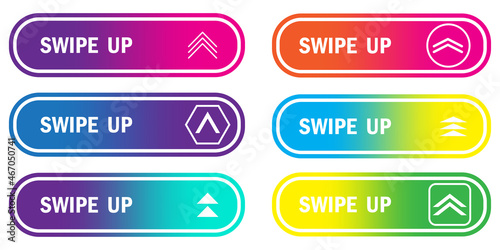 Set of swipe up buttons. Business arrow symbol. Media element. Communication concept. Vector illustration. Stock image.