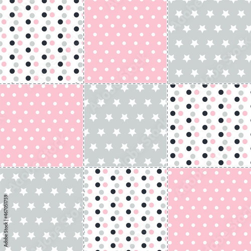 Seamless abstract patchwork pattern in pastel colors.