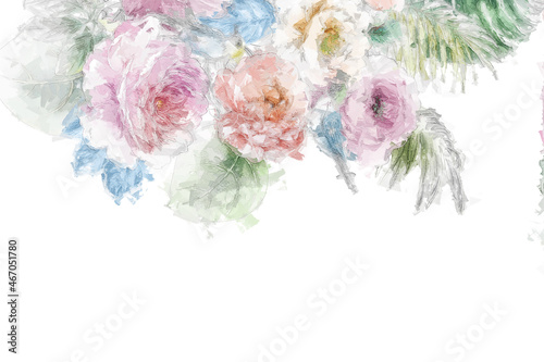 Fototapeta Naklejka Na Ścianę i Meble -  Beautiful abstract rose flower bouquet illustration