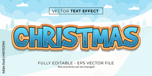 Merry christmas editable text effect in the snow background