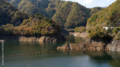 Fukashiro Dam in Ohtsuki Yamanashi  Japan.

Dam lake landscape