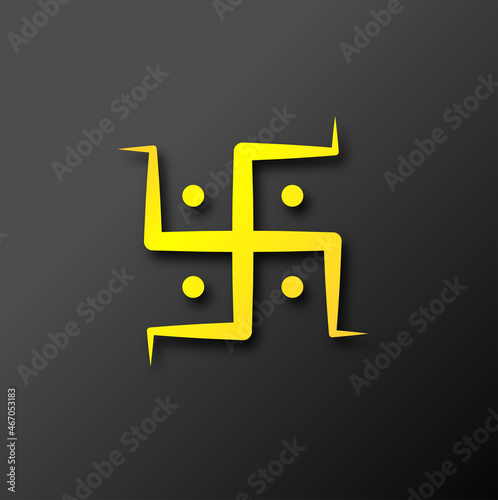 Hindu religion symbol Swastik or Sathiya in paper cut style, vector illustration photo