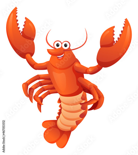 Cute lobster cartoon illustration isolated on white background