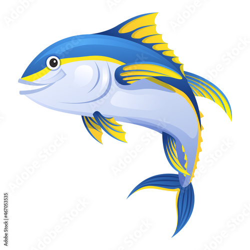Tuna fish cartoon illustration isolated on white background