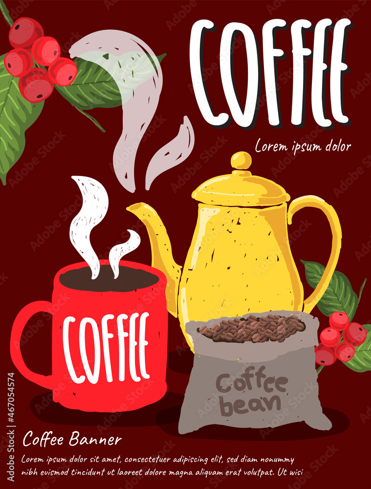 Naklejka premium background leaflet coffee poster banner design 02