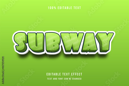 Subway 3 dimensions editable text effect green pattern modern shadow style