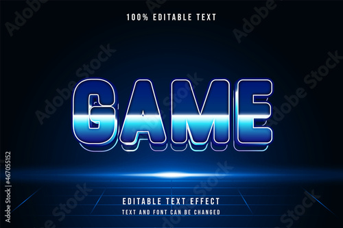Game,,3 dimensions editable text effect blue gradation white modern futurist style