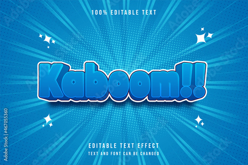 Kaboom!!,,3 dimensions editable text effect blue gradation modern shadow comic style