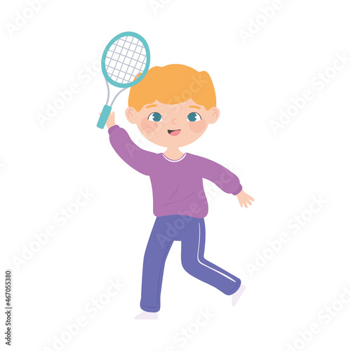 boy playing tennis © Stockgiu