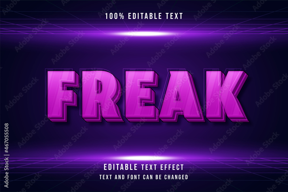 Freak,,3 dimensions editable text effect pink gradation purple style Freak,,3 dimensions editable text effect pink gradation purple style