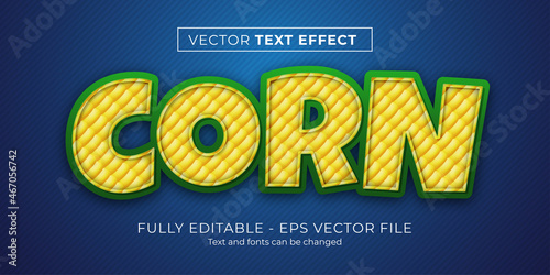 Vector text effect illustrator graphic style green and yellow corn