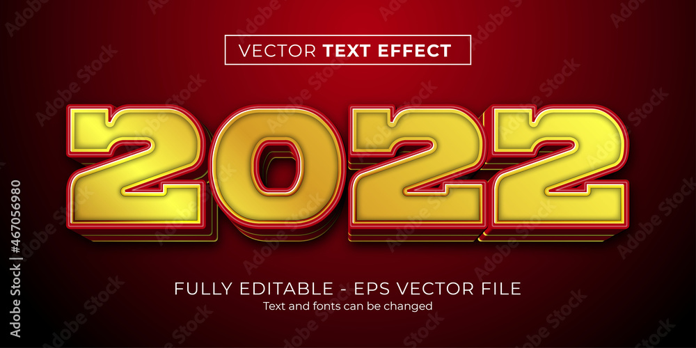 Happy new year 2022 3d text editable style effect template