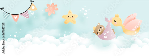 baby bear with stork