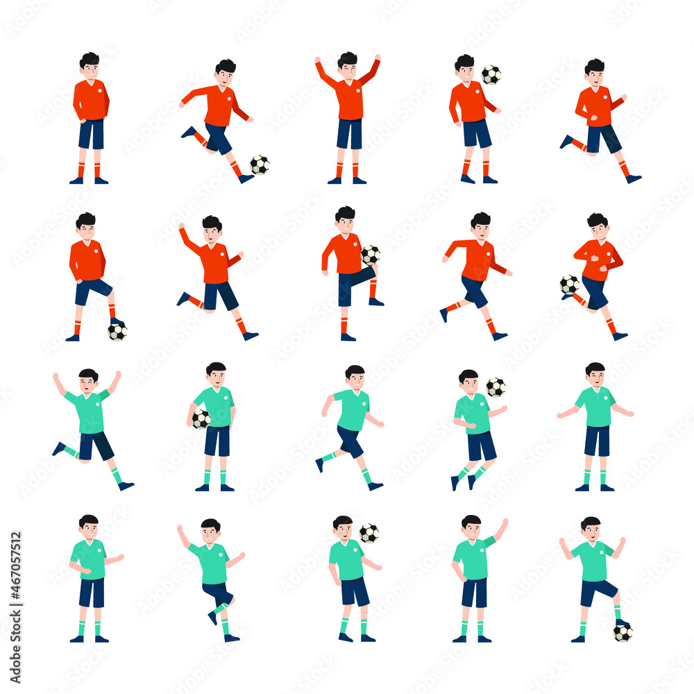 set of soccer football player man characters vector illustration design