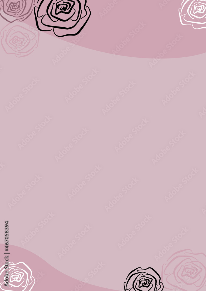 Digital brown background for an Make-up educational institution. Black and white line art rose flower elements Digital brown background for an Make-up educational institution. Black and white line art rose flower elements