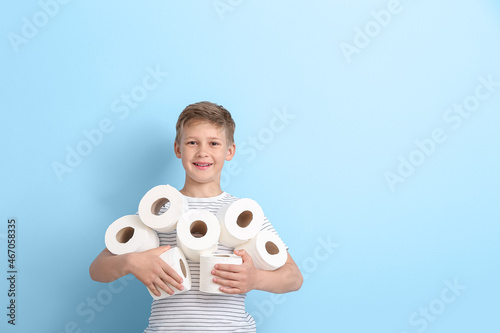 Cute little boy with many r...