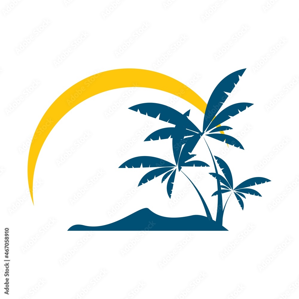 Palm tree summer vector logo