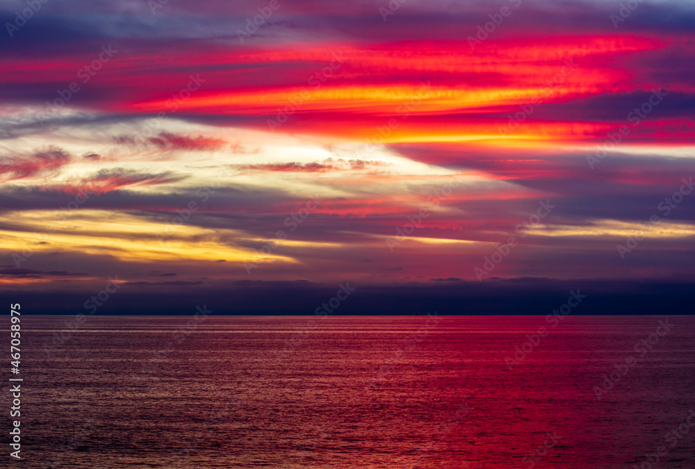 Sunset at the Del Mar beach, San Diego, California