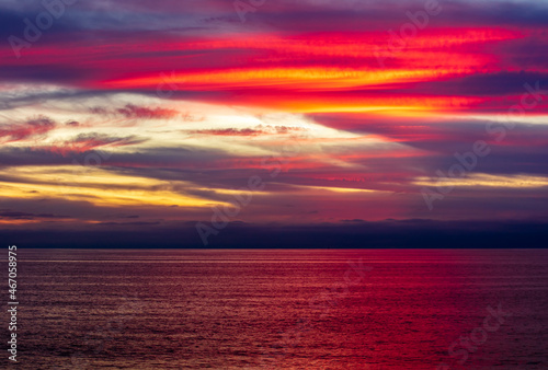 Sunset at the Del Mar beach  San Diego  California