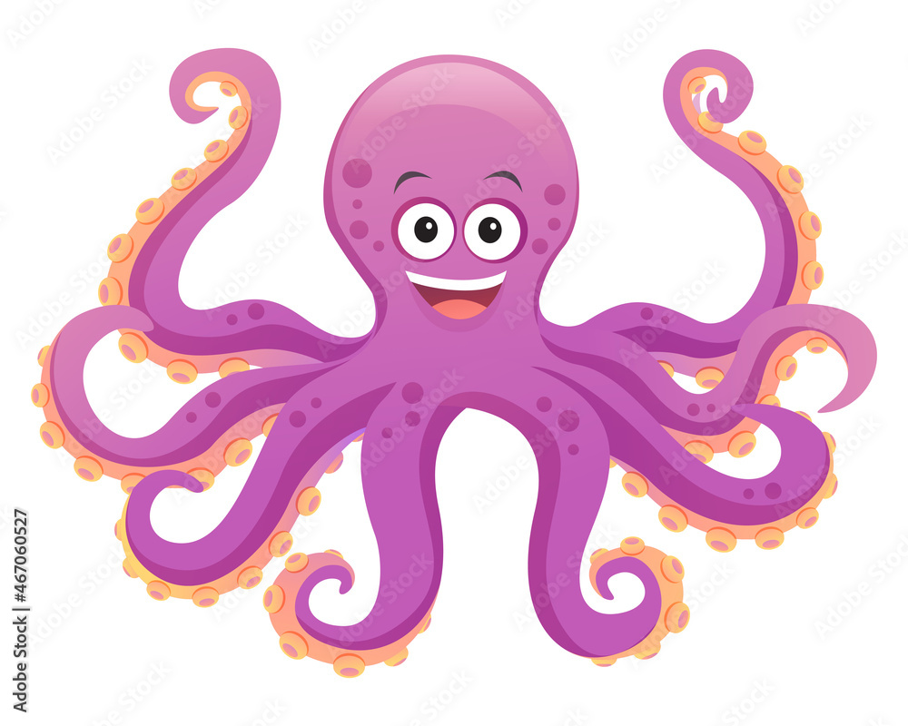 Vecteur Stock Cute octopus cartoon illustration isolated on white