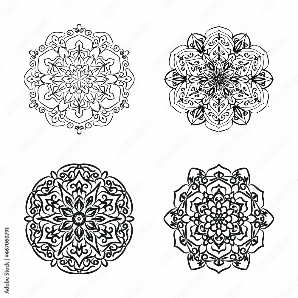 SET Vector round abstract circle. Mandala style. SET Vector round abstract circle. Mandala style.